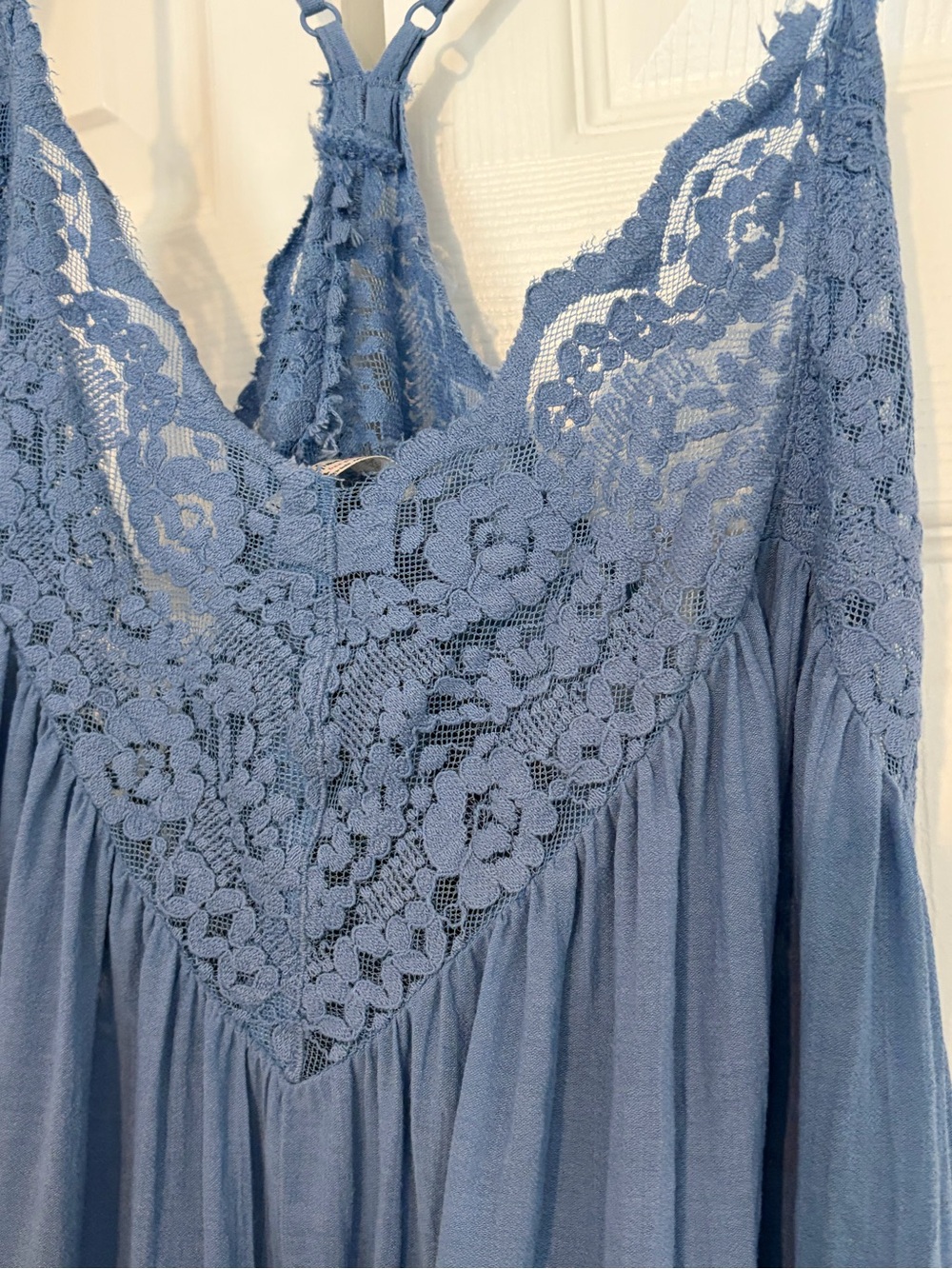 Free People Adella Slip Dress Blue Lace Trim